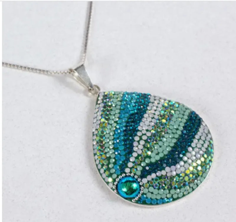 Mosaico HandMade Sterling Silver Crystal & Silver Tear Drop Pendant Necklace