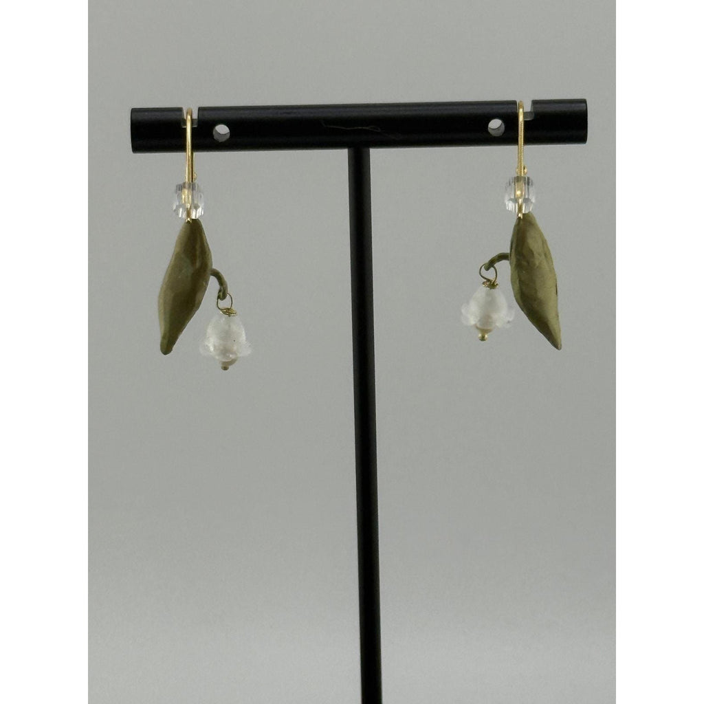 Michael Michaud White Lily of the Valley Wire Earrings