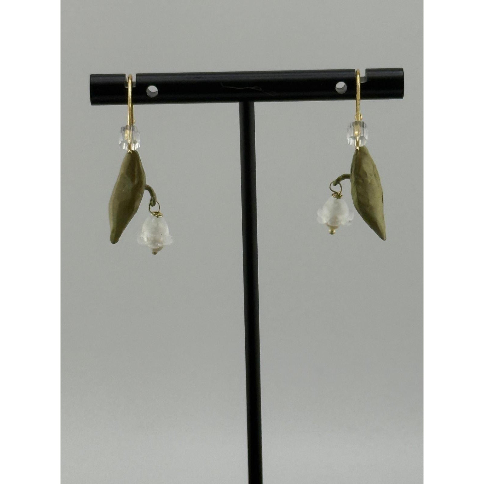 Michael Michaud White Lily of the Valley Wire Earrings