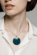 Fifirose 925 Sterling Round Blue Nautilus Shell Pendant Necklace