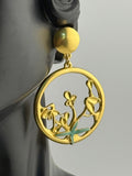 Karine Sultan Enchanted Gold Green Dangle Stmt Earrings