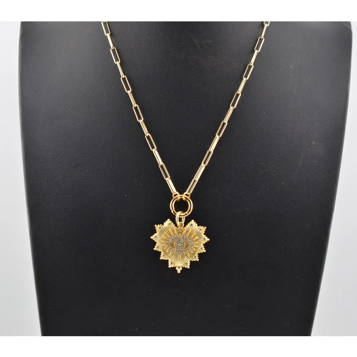 Rachel Reinhardt 14K Vermeil Paperclip Necklace with Heart Pendant