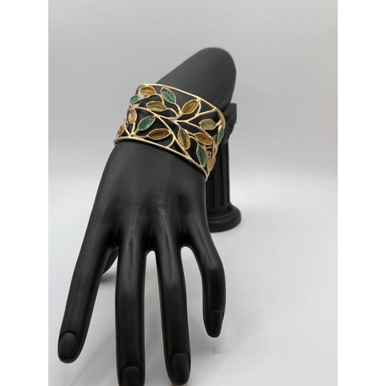 Michael Vincent Michaud 18K Gold Plated Multi-Sage Cuff Bracelet