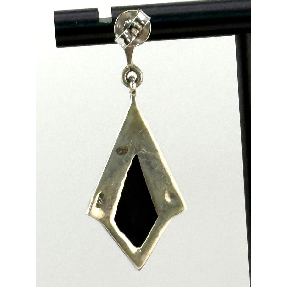 Vintage 925 Sterling Silver Onyx Marcasite Post Earrings