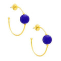 Resin bead open hoop earrings - Cobalt