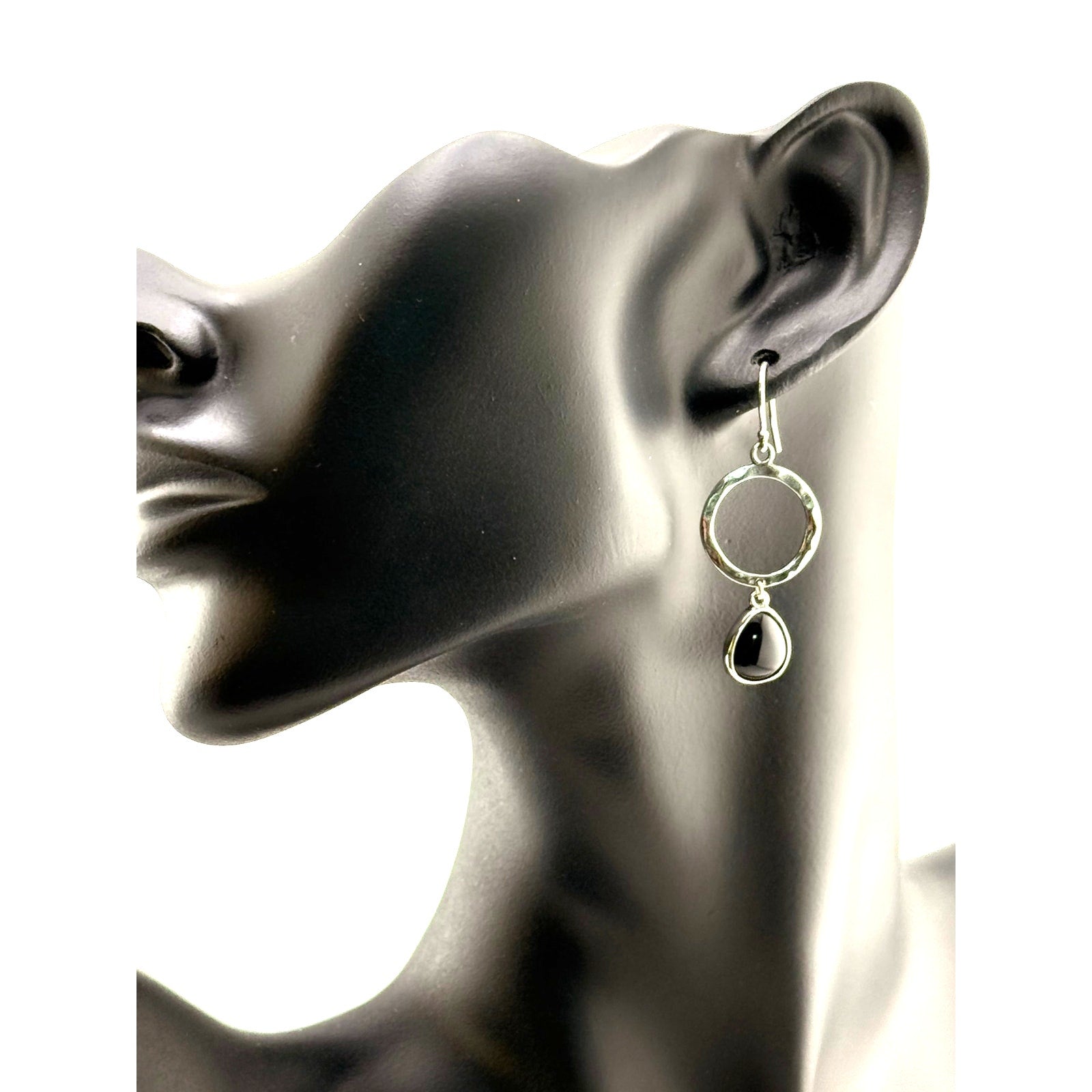Silpada Dark Halo Drop Earring, Natural Black Agate & Sterling Silver