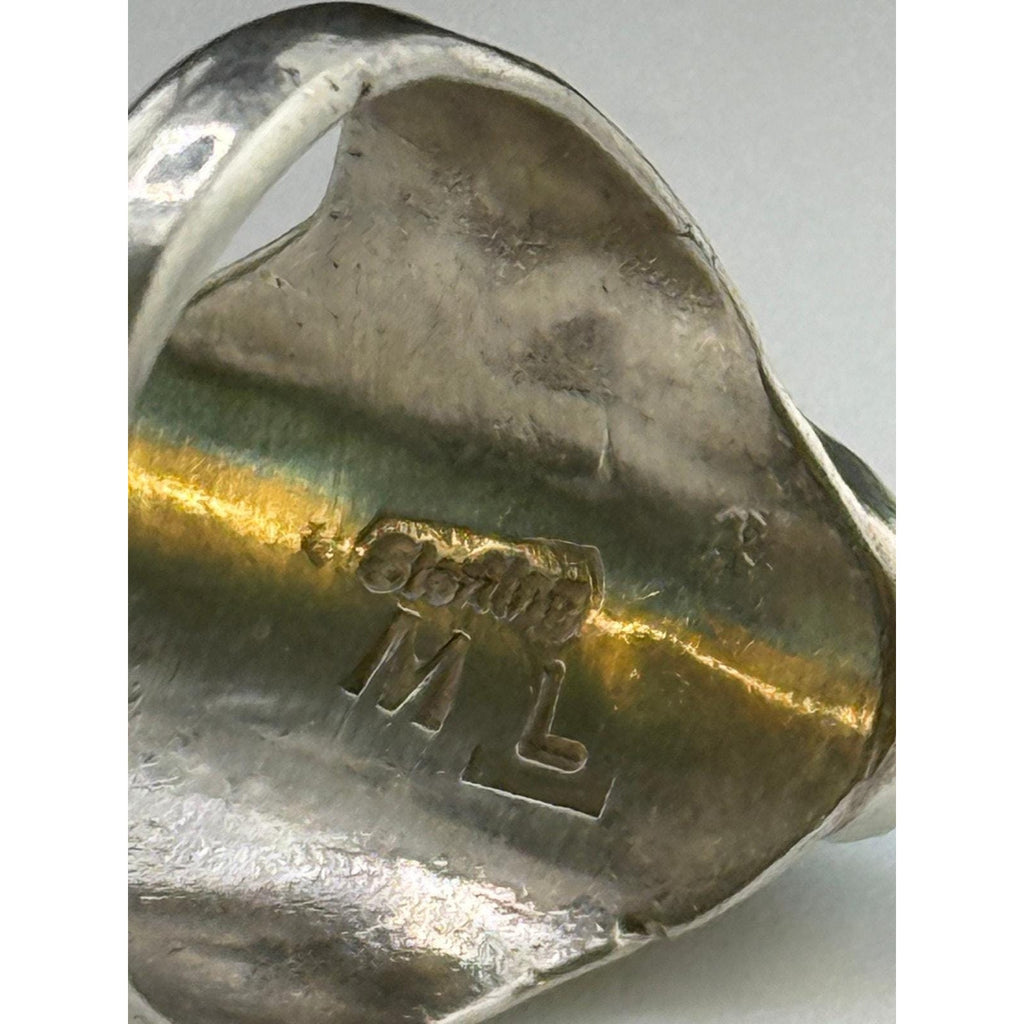 Vintage Melinda Lucas Hopi Sterling Silver Turquoise Size 11 Ring
