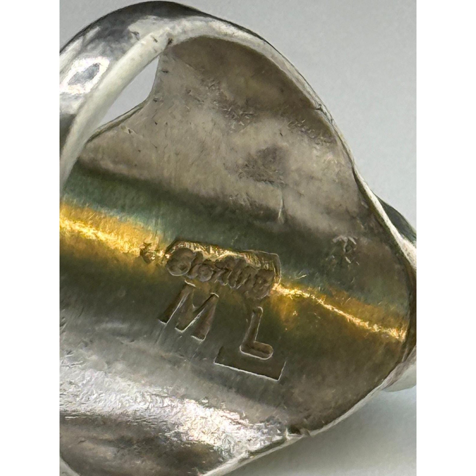 Vintage Melinda Lucas Hopi Sterling Silver Turquoise Size 11 Ring