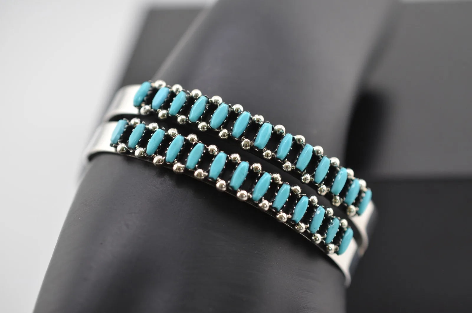 Native America Zuni Sterling Silver Turquoise Bracelet Cuff By Veronica Martza
