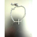 Sterling Silver Double Chain Cross Bracelet Signed