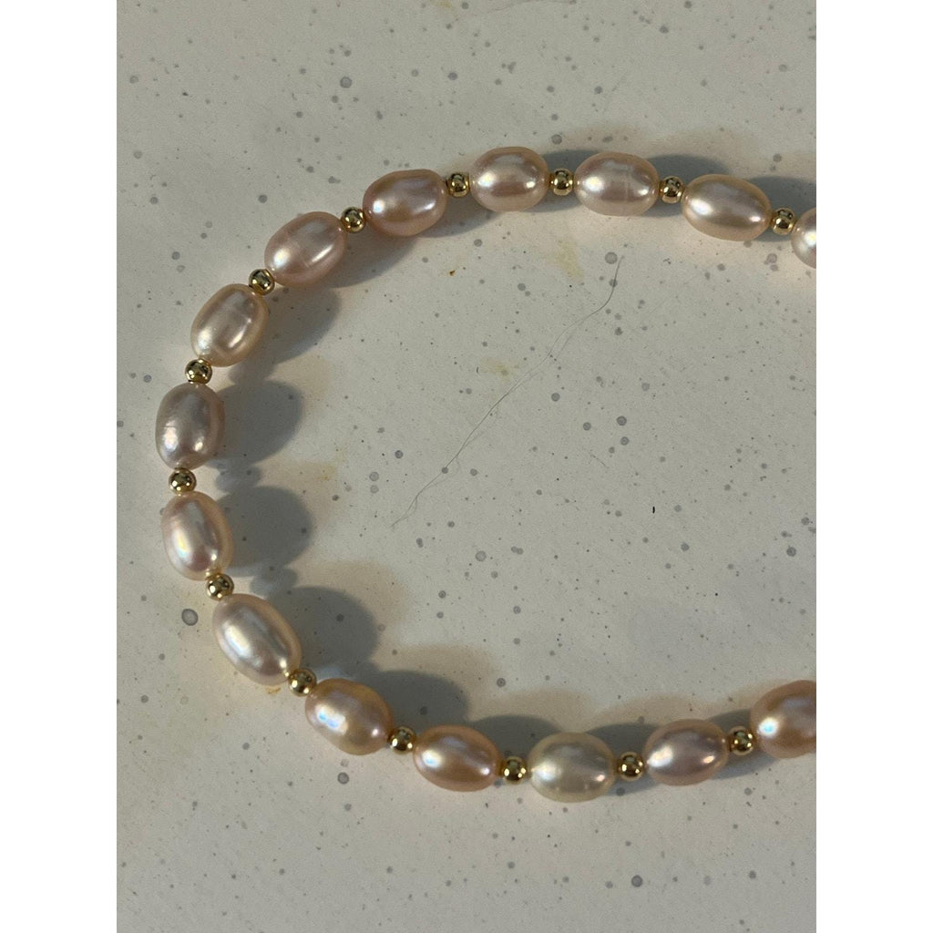 Pink Freshwater Pearl 14k Gold Filled Beaded Bracelet
