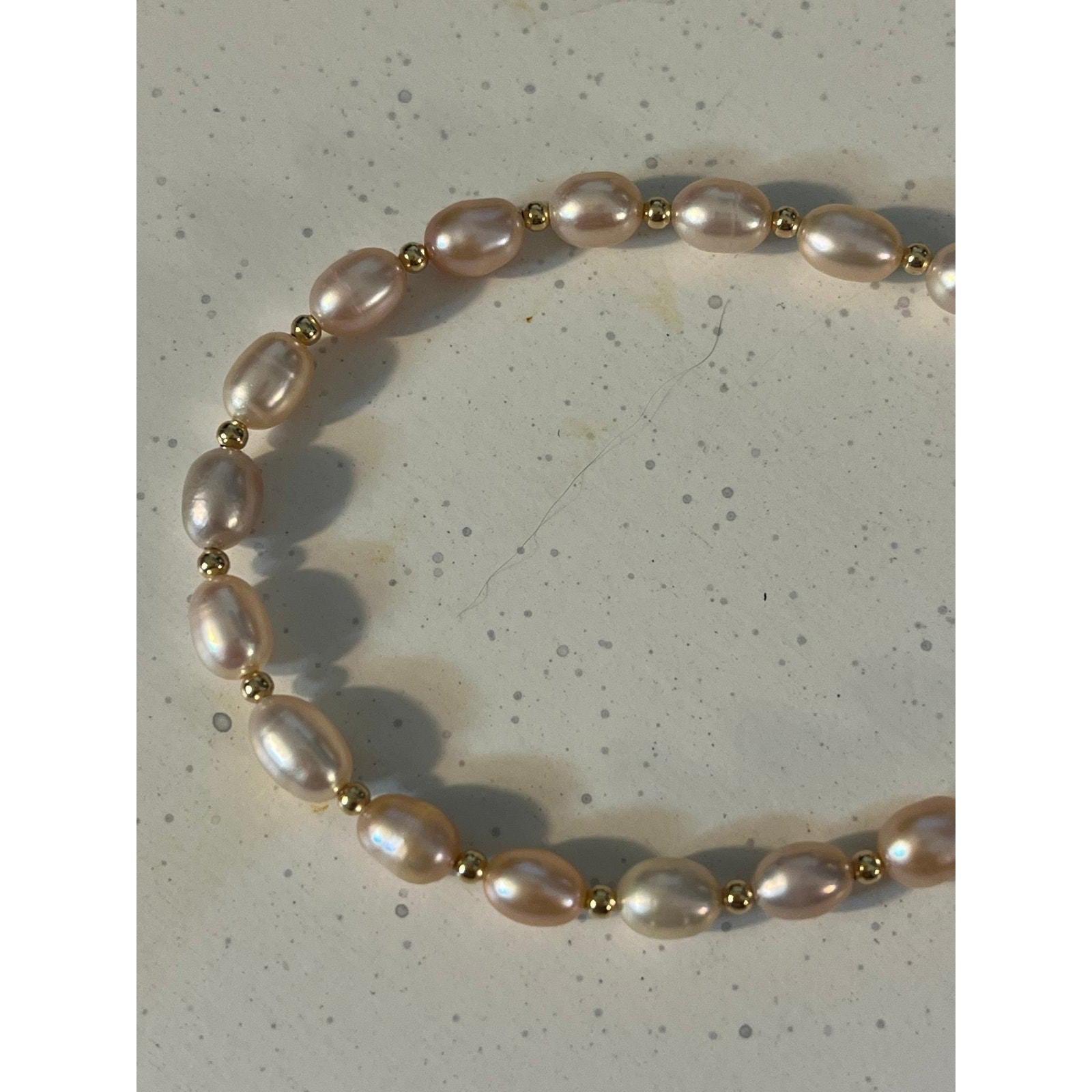 Pink Freshwater Pearl 14k Gold Filled Beaded Bracelet