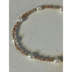 Peach Moonstone Freshwater Pearl Gold Filled Bracelet