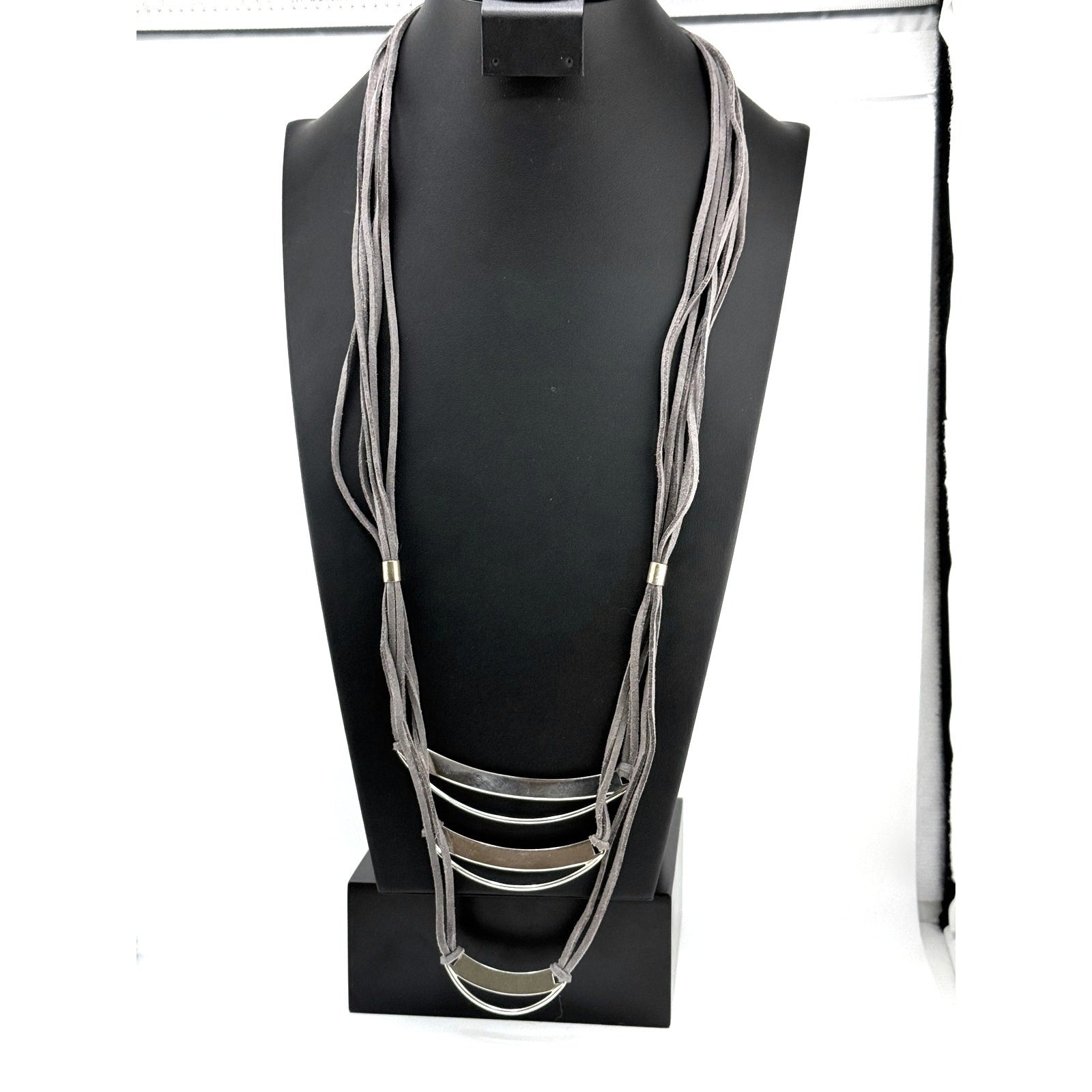 Silpada Grey Suede Luxe Layers Sterling 925 Necklace