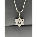 925 SS Diamond Heart Shaped Star of David Pendant Necklace