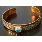 Navajo C.R. Little Sterling Silver, Copper and Turquoise Cuff Bracelet