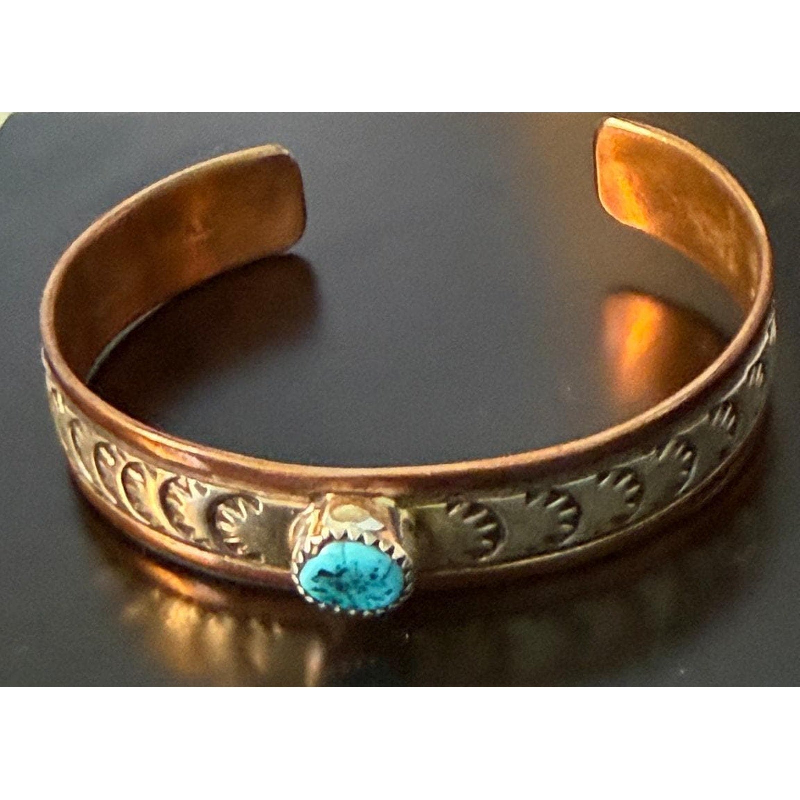 Navajo C.R. Little Sterling Silver, Copper and Turquoise Cuff Bracelet