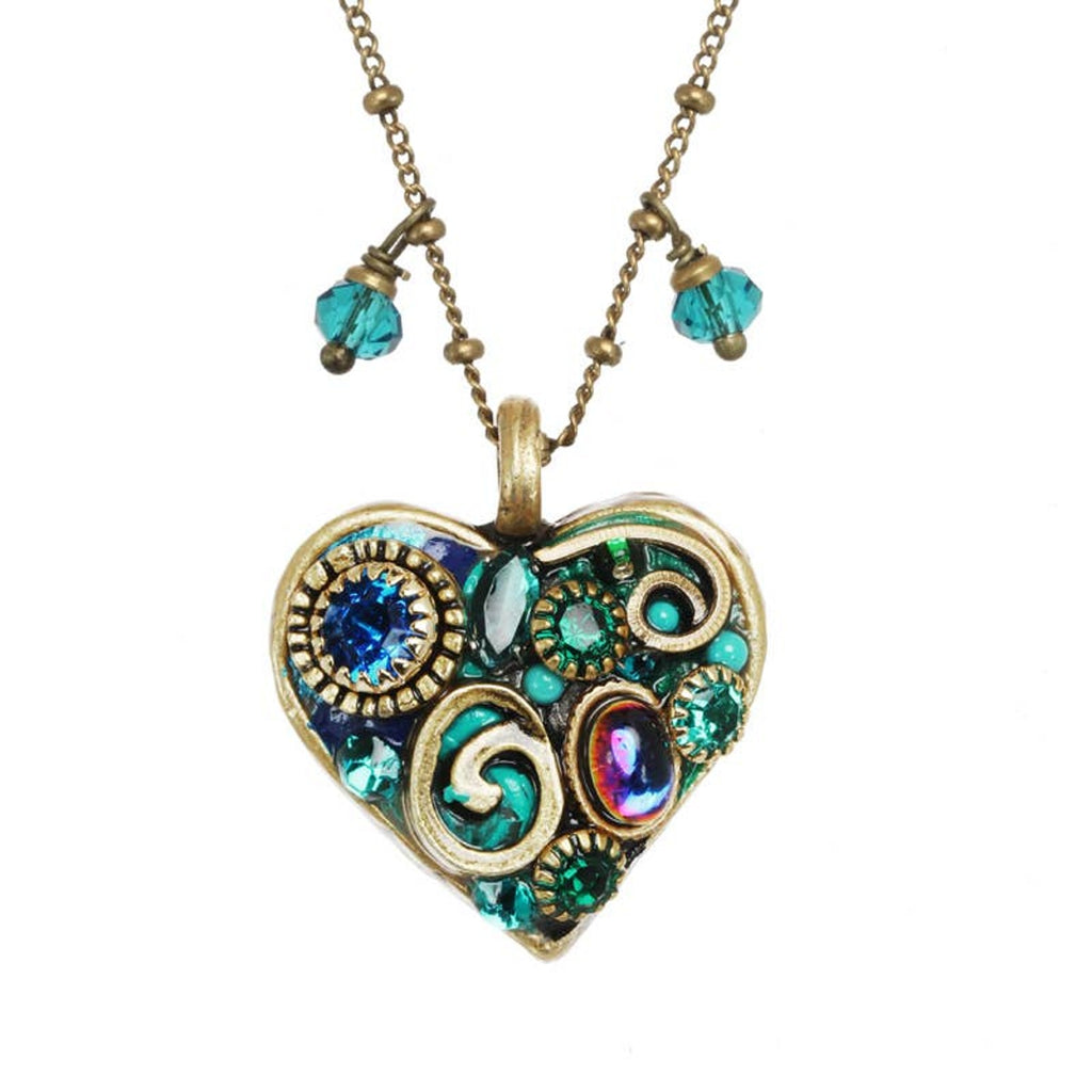 Michal Golan Emerald Heart Pendant Necklace