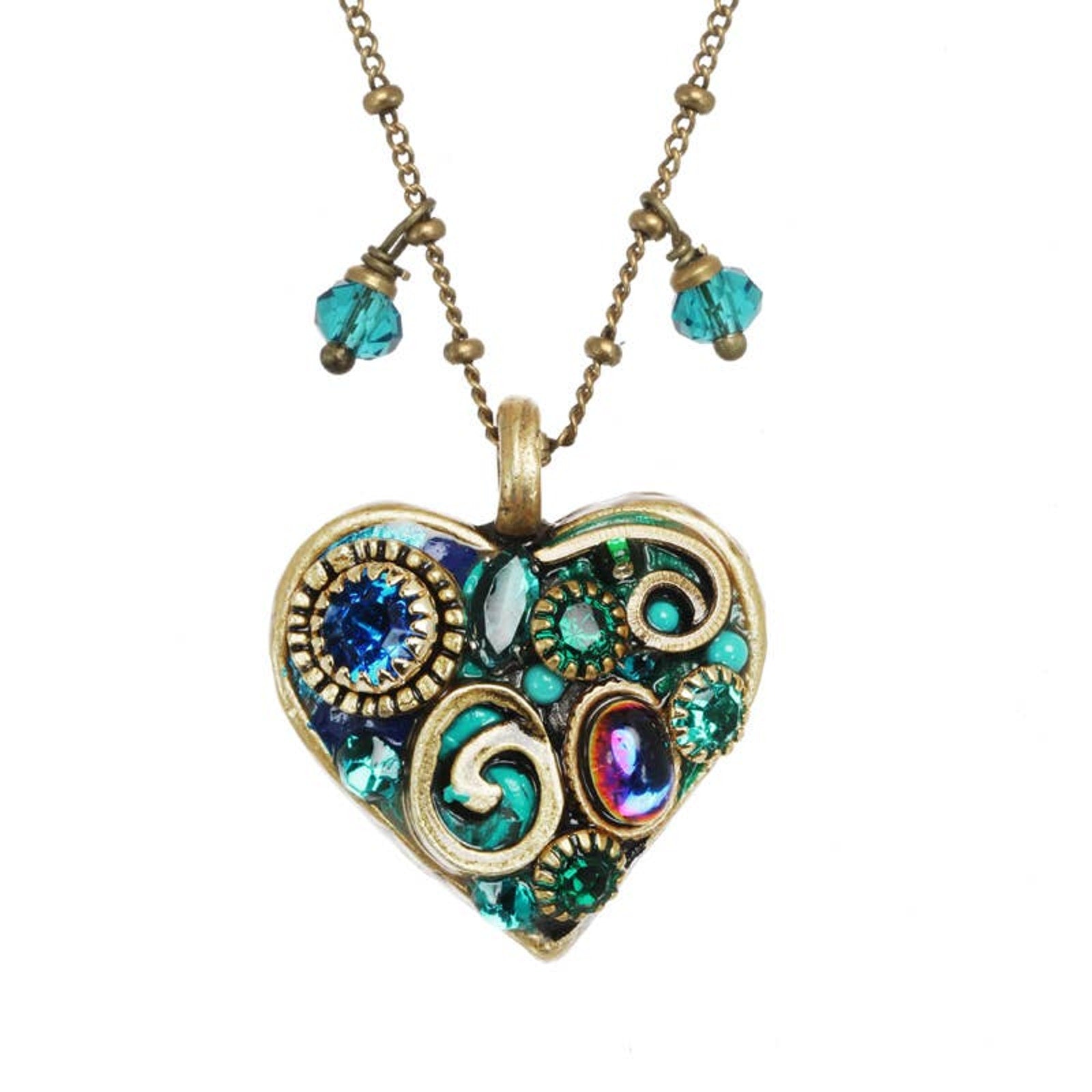 Michal Golan Emerald Heart Pendant Necklace