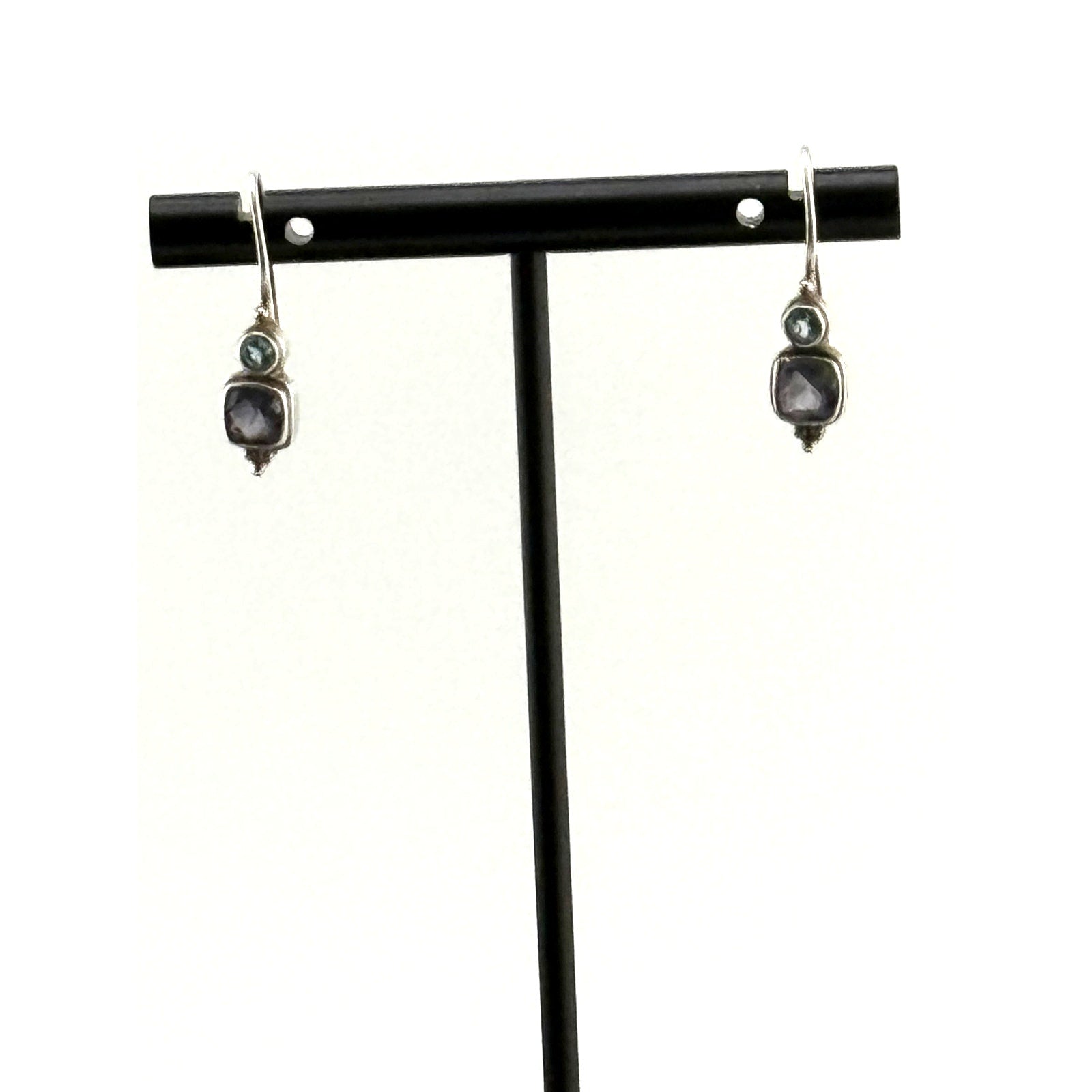 Vintage 925 Sterling Amethyst Topaz Earrings