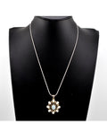 Vintage 925 Sterling Silver Opal Floral Design Pendant 18" Necklace