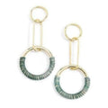 Painted Metal Chain Wrapped Earrings Green/White