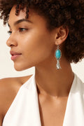 Navajo Charlene Yazzi Sterling Silver Turquoise Blossom Dangling Earrings