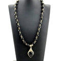 Vintage Sterling Silver Onyx Beaded Pendant Necklace