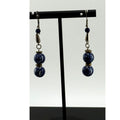 Vintage Asian Blue Ceramic Sterling Silver Dangle Earrings