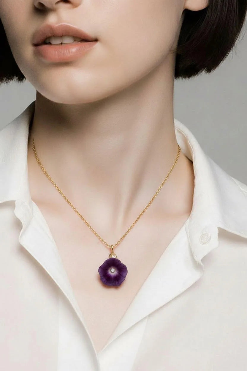 Michael Michaud Petunia 16" Adj. Single-Flower Pendant