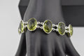 Faceted Light Green Glass Silver Tone Bracelet