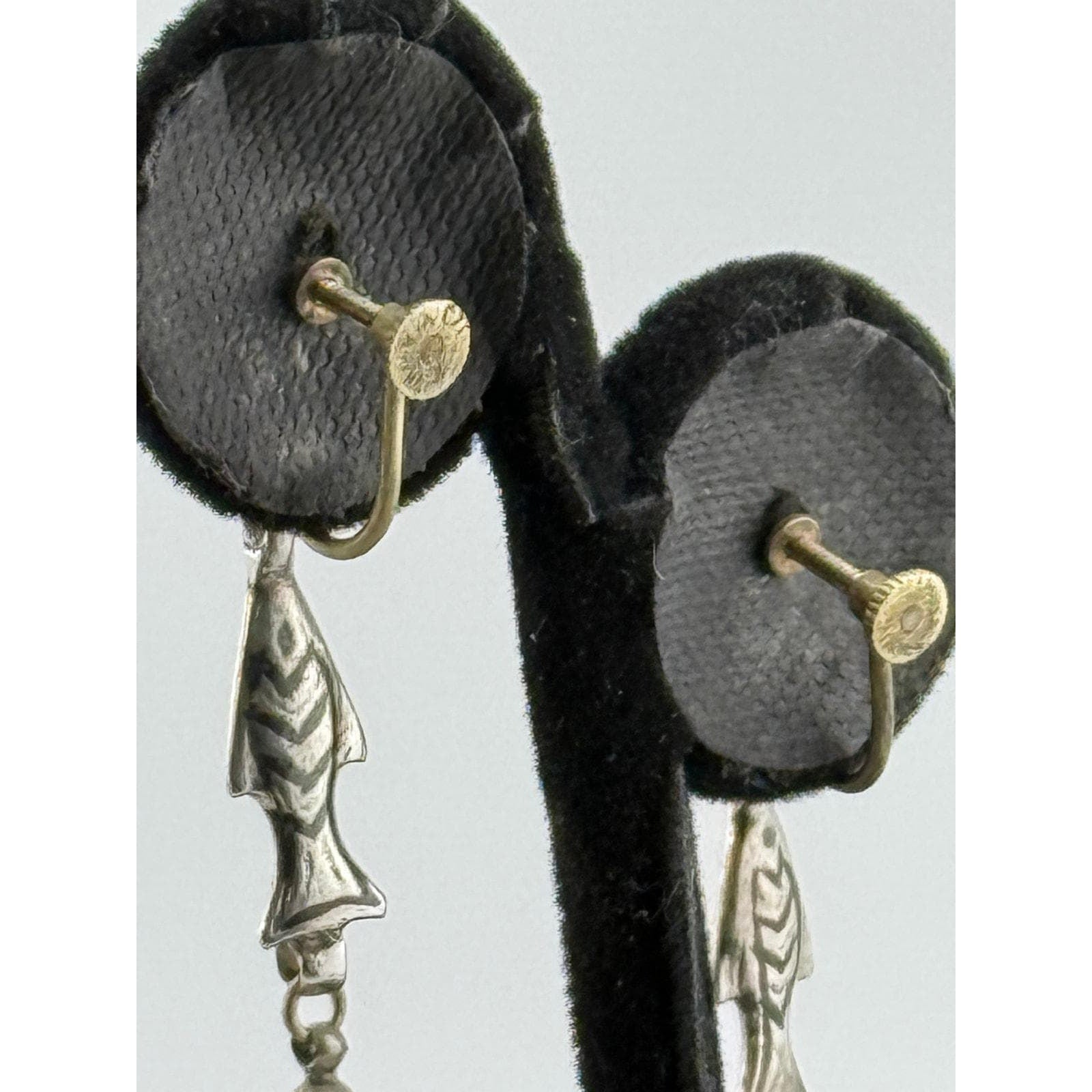 Vintage Navajo Covak Sterling Silver Fish Earrings