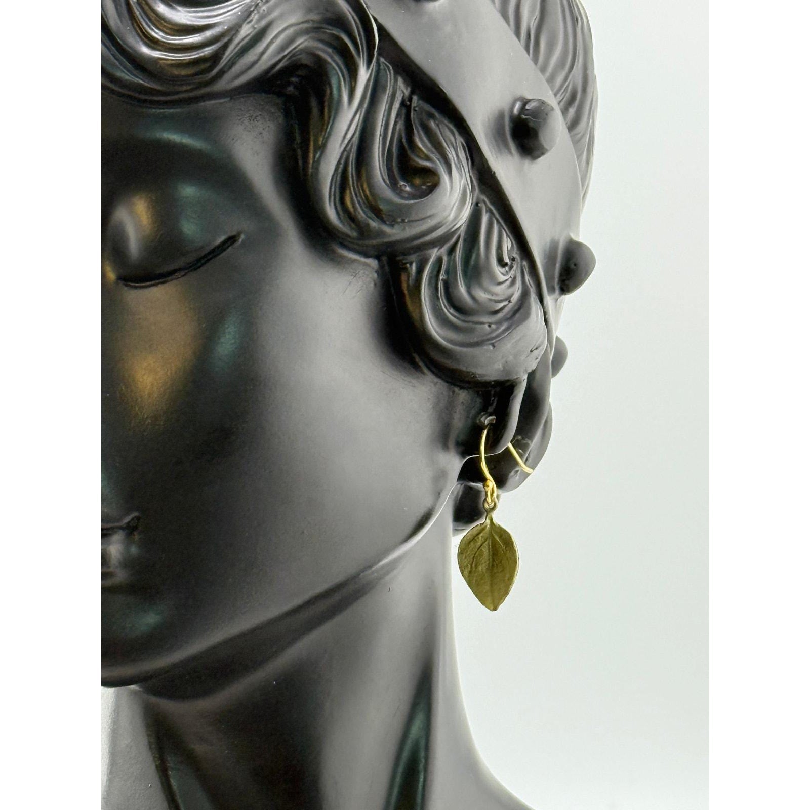 Michael Michaud Sweet Basil Single Leaf Wire Earrings