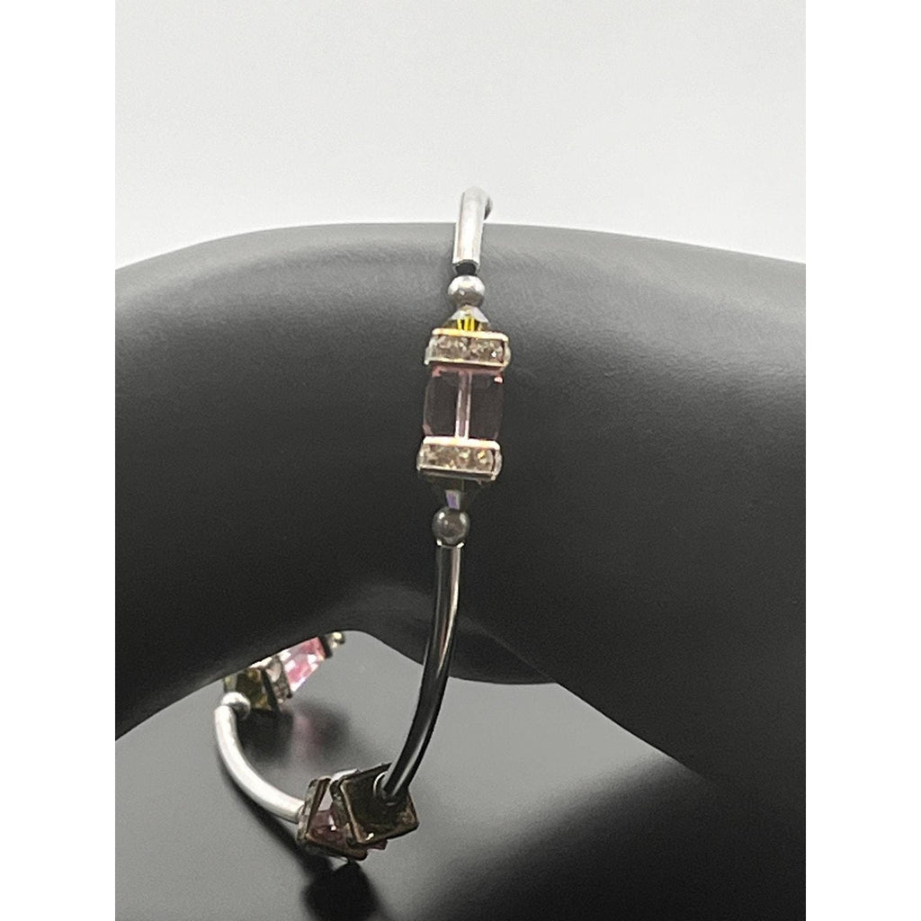 Vintage 925 Sterling Silver Pink Quartz Bracelet