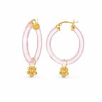 Gold & Honey Flower Charm Lucite Hoop Earrings