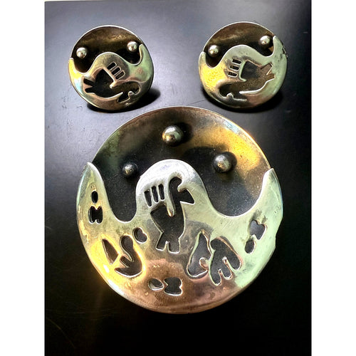 Hector Aguilar for Coro Diorama SS Brooch and Earrings Set