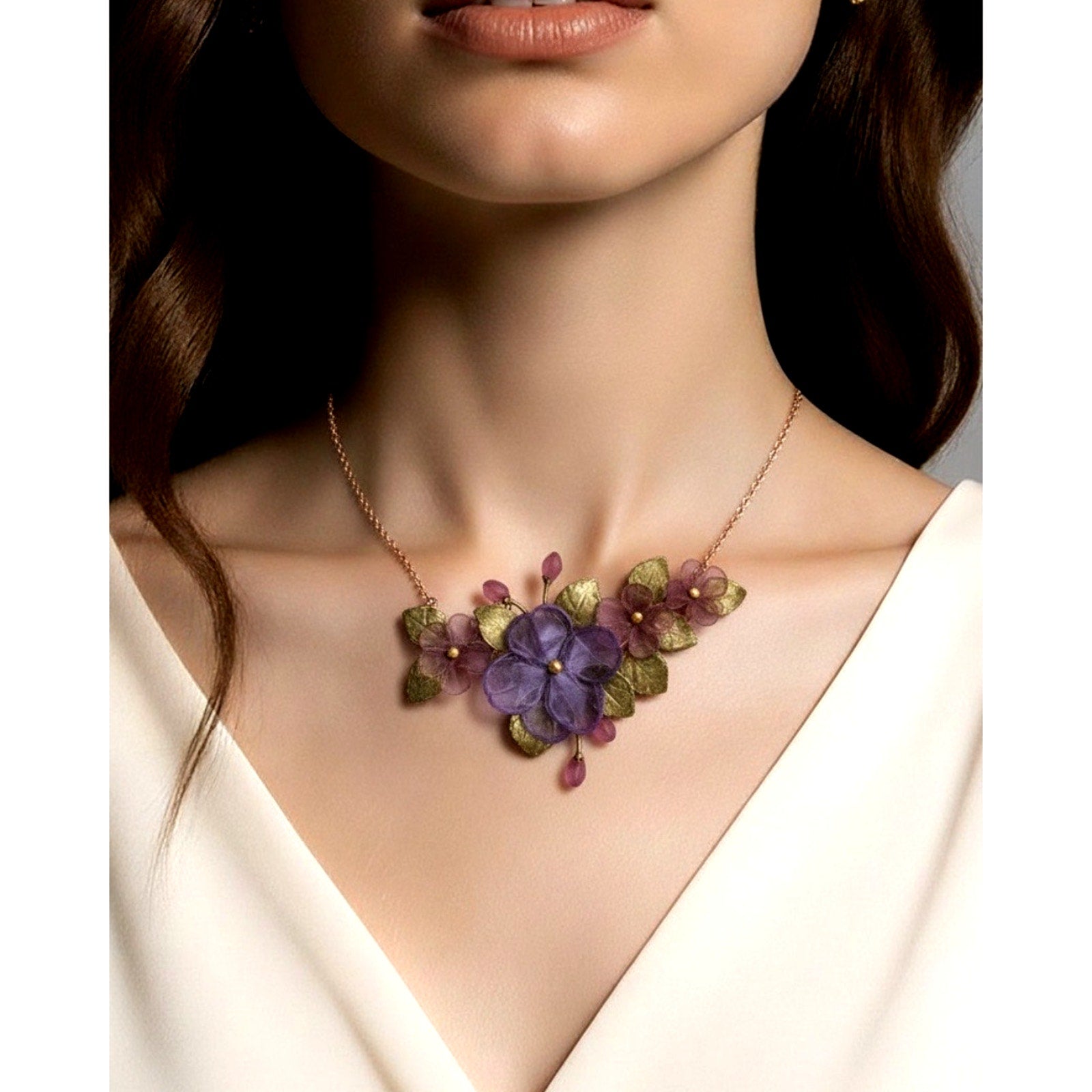 Michael Michaud Cast Glass Impatiens Necklace