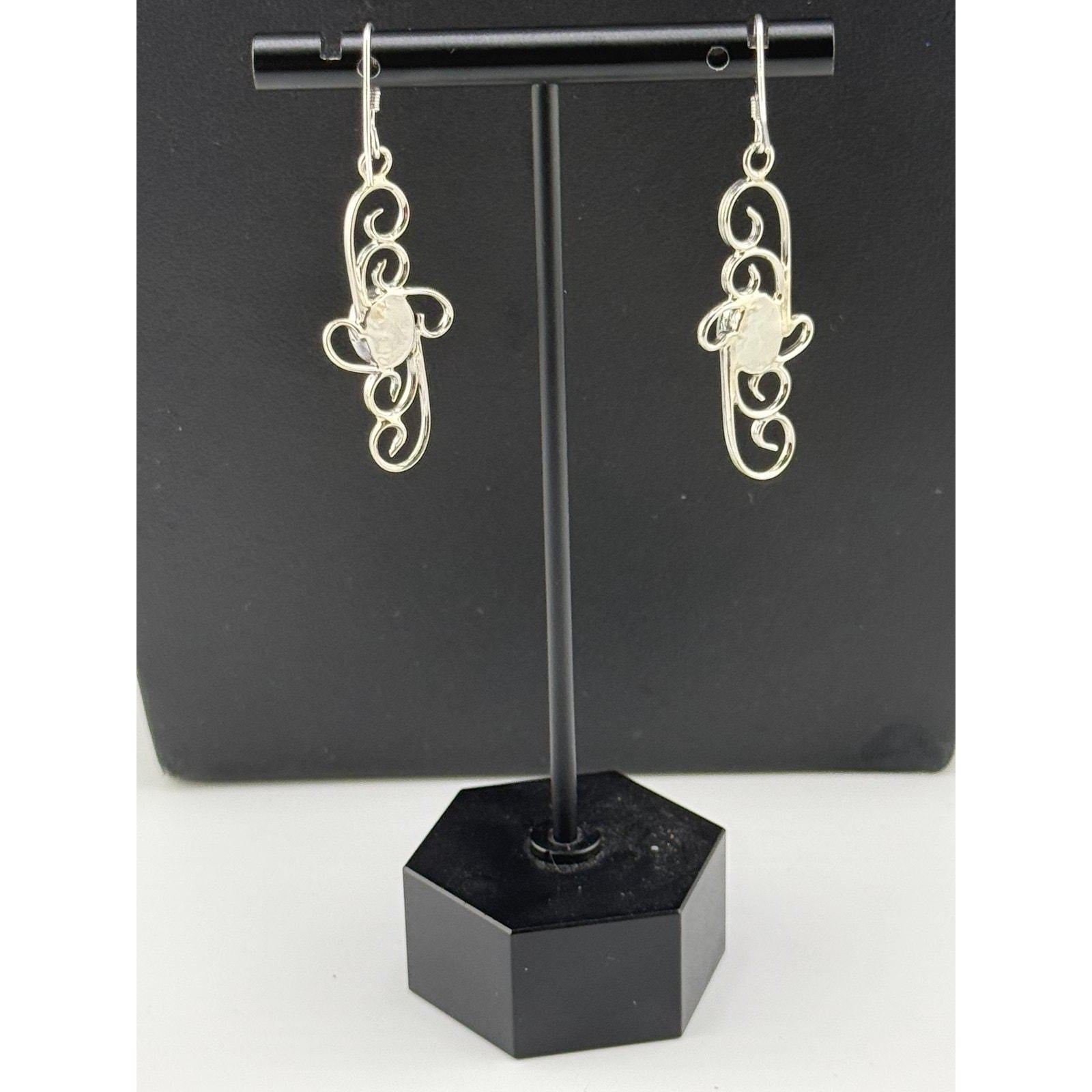Sheena Jack Navajo Sterling Silver Pink Conch Shell Dangling Earrings