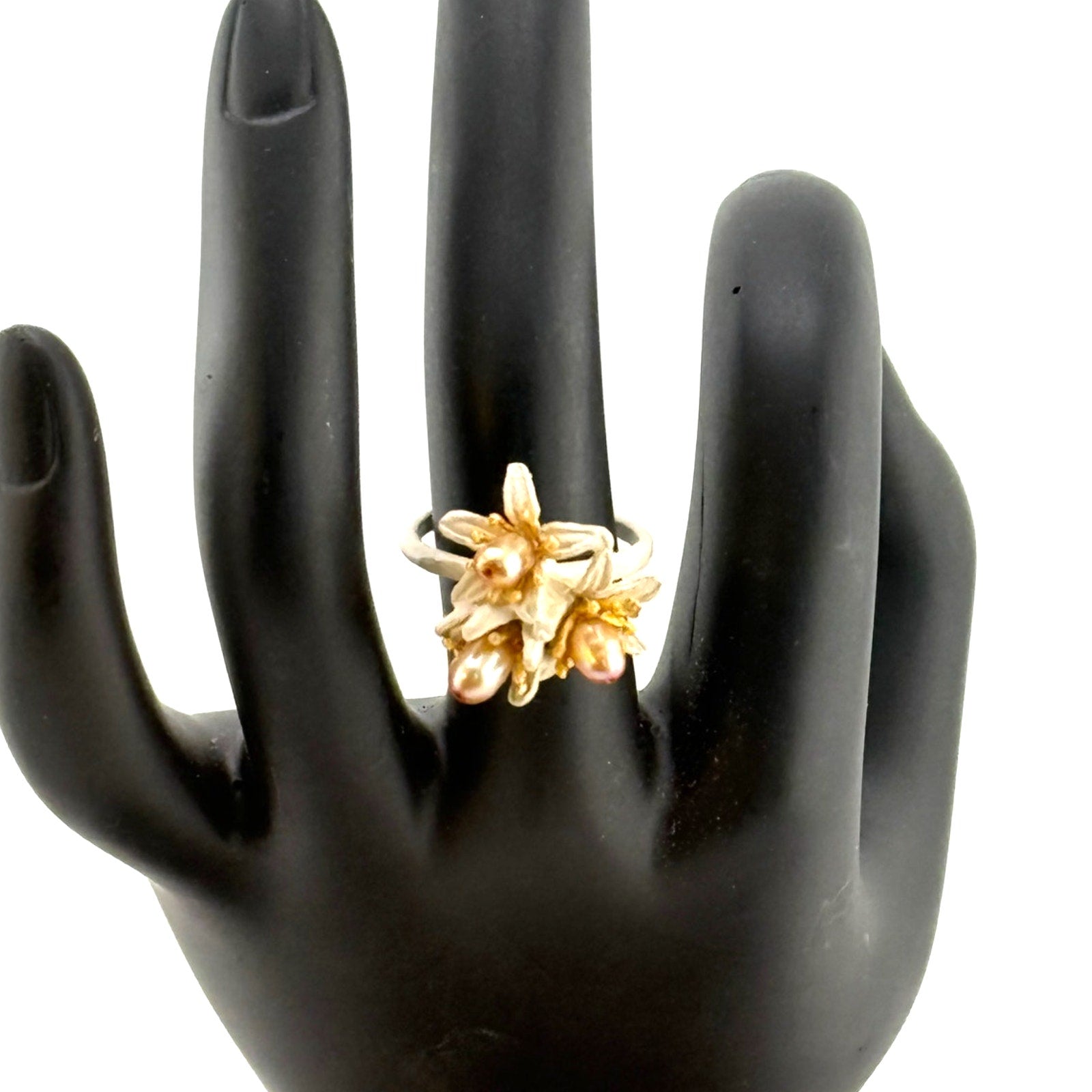 Michael Michaud Orange Blossom Triple Flower Adjustable Ring