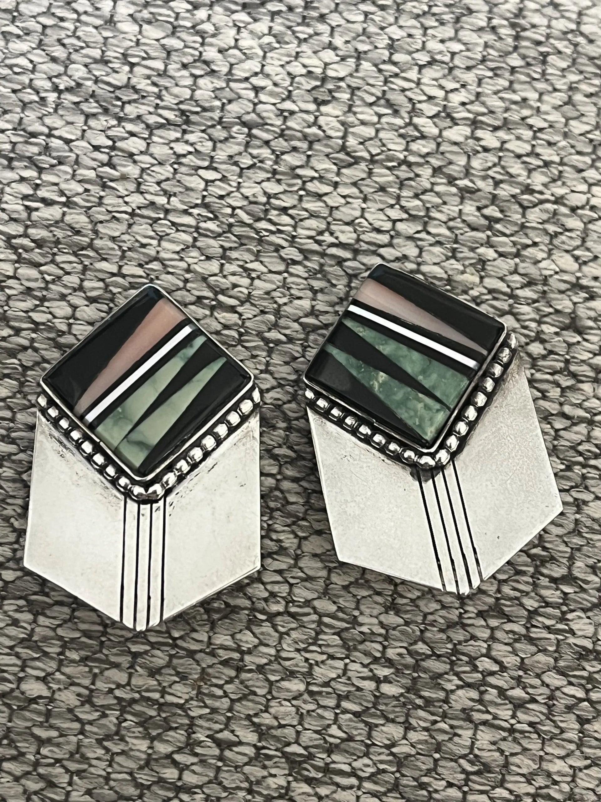 Sterling Silver Southwestern NA Multi-Stone Earrings