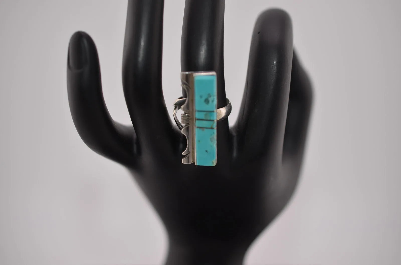 Navajo Steve Francisco Sterling Silver Turquoise Ring Inlay