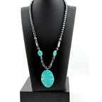 Native American Howlite Hematite Pendant Necklace