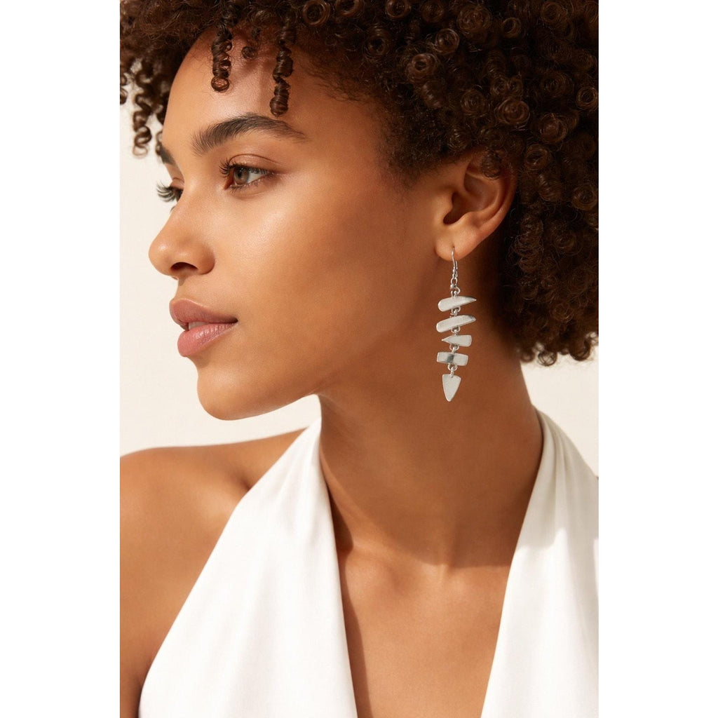 Jane Diaz Small Sterling Silver Fishbone Earrings