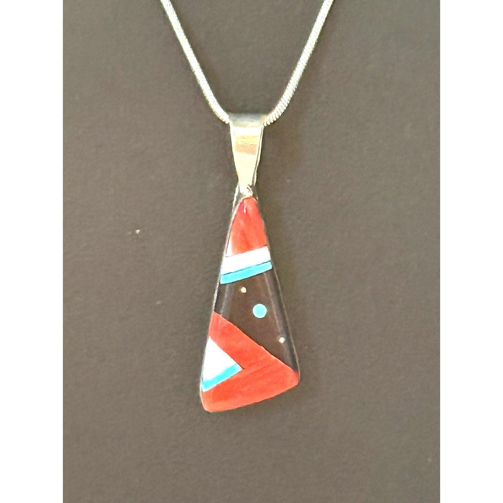 Zuni Germaine Smith Handmade Sterling Silver Multi Stone Inlay Pendant