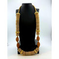 Wood Crafted Disk Carved Heads Necklace
