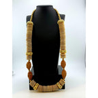 Wood Crafted Disk Carved Heads Necklace