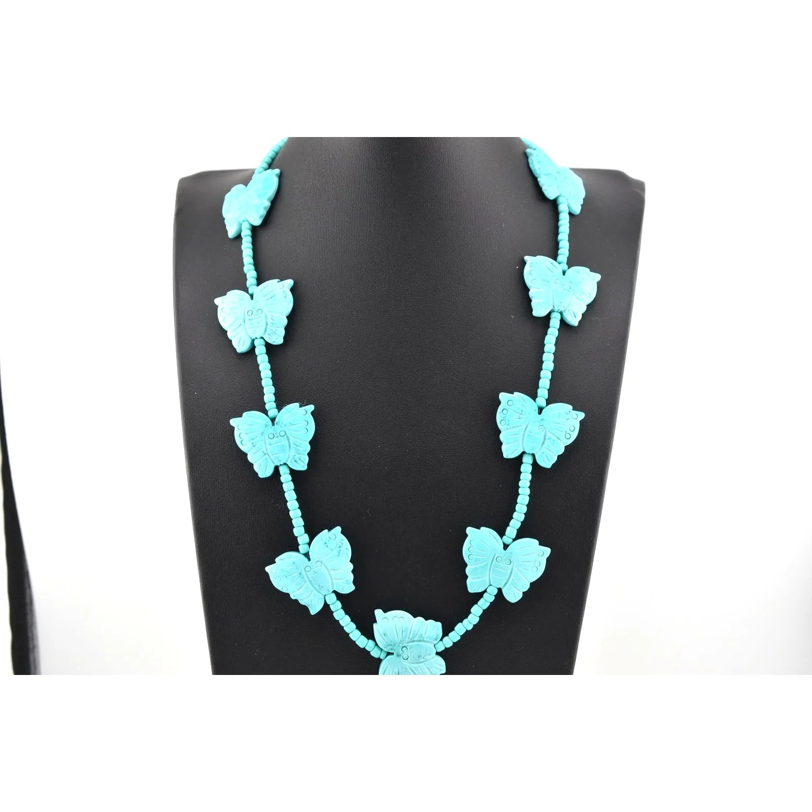 Navajo Mary W Roanhorse Carved Blue Howlite Necklace