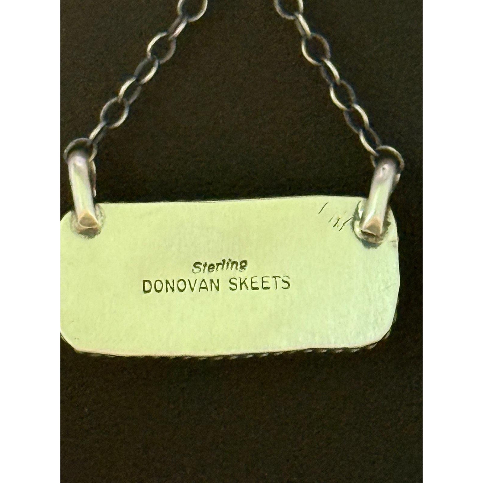 Navajo Donovan Skeets Sterling Silver Kingman Turquoise Bar Pendant Necklace