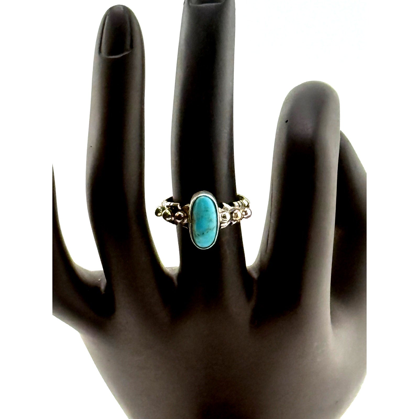 Navajo Andrew Vandever Turquoise Sterling Silver Ring Size 7