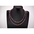 Set of 2 Native American Made Glass 2mm Seed Bead Necklaces